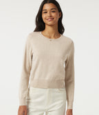 Round Neck Long Sleeve Wool-Blend Work Jumper — Sandshell — view 4