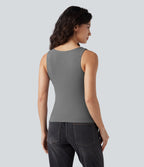 HeatCore V Neck Push-Up Casual Warming Tank Top A/B Cup — Steel Gray — view 2