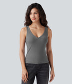 HeatCore V Neck Push-Up Casual Warming Tank Top A/B Cup — Steel Gray — view 6
