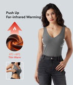 HeatCore V Neck Push-Up Casual Warming Tank Top A/B Cup — Steel Gray — view 1