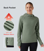 Hooded Long Sleeve Fleece Casual Sweatshirt with Pocket — Sea Spray — view 1