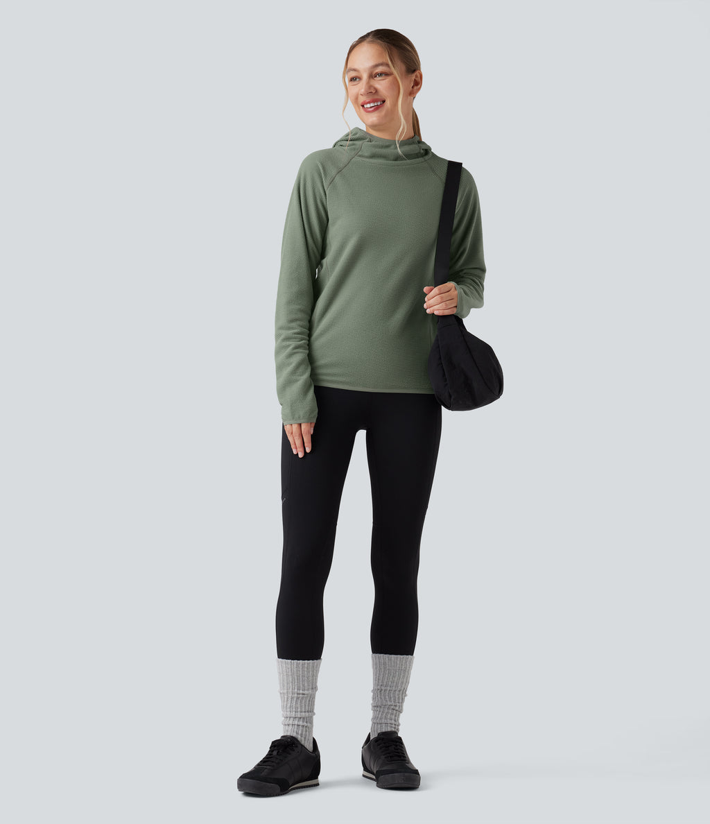 Hooded Long Sleeve Fleece Casual Sweatshirt with Pocket — Sea Spray — view 5