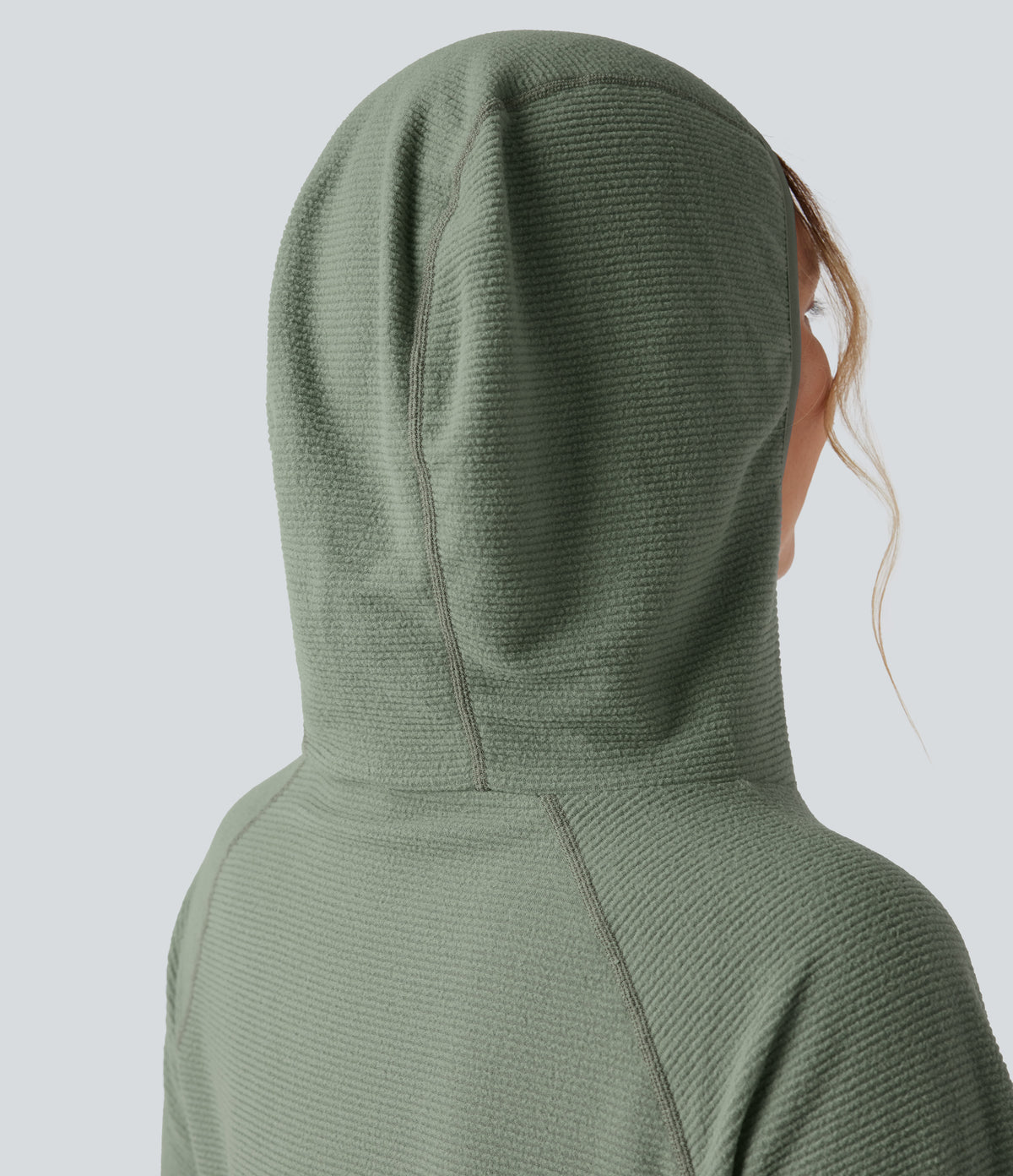 Hooded Long Sleeve Fleece Casual Sweatshirt with Pocket — Sea Spray — view 4