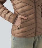 Packable Stand Collar Long Sleeve Zipper Casual Synthetic Down Jacket with Pockets — Coca Mocha — view 5