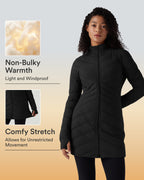 High Collar Long Sleeve Thumb Holes Zip Hem Detail Stretch Fabric Slim Casual Quilted Jacket with Pockets — Black — view 1