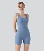 Backless U-Neck Sleeveless One Piece Swimsuit with Pockets — Allure — view 3