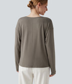 Round Neck Raglan Long Sleeve Casual Top — Moon Rock — view 5