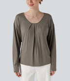 Round Neck Raglan Long Sleeve Casual Top — Moon Rock — view 4