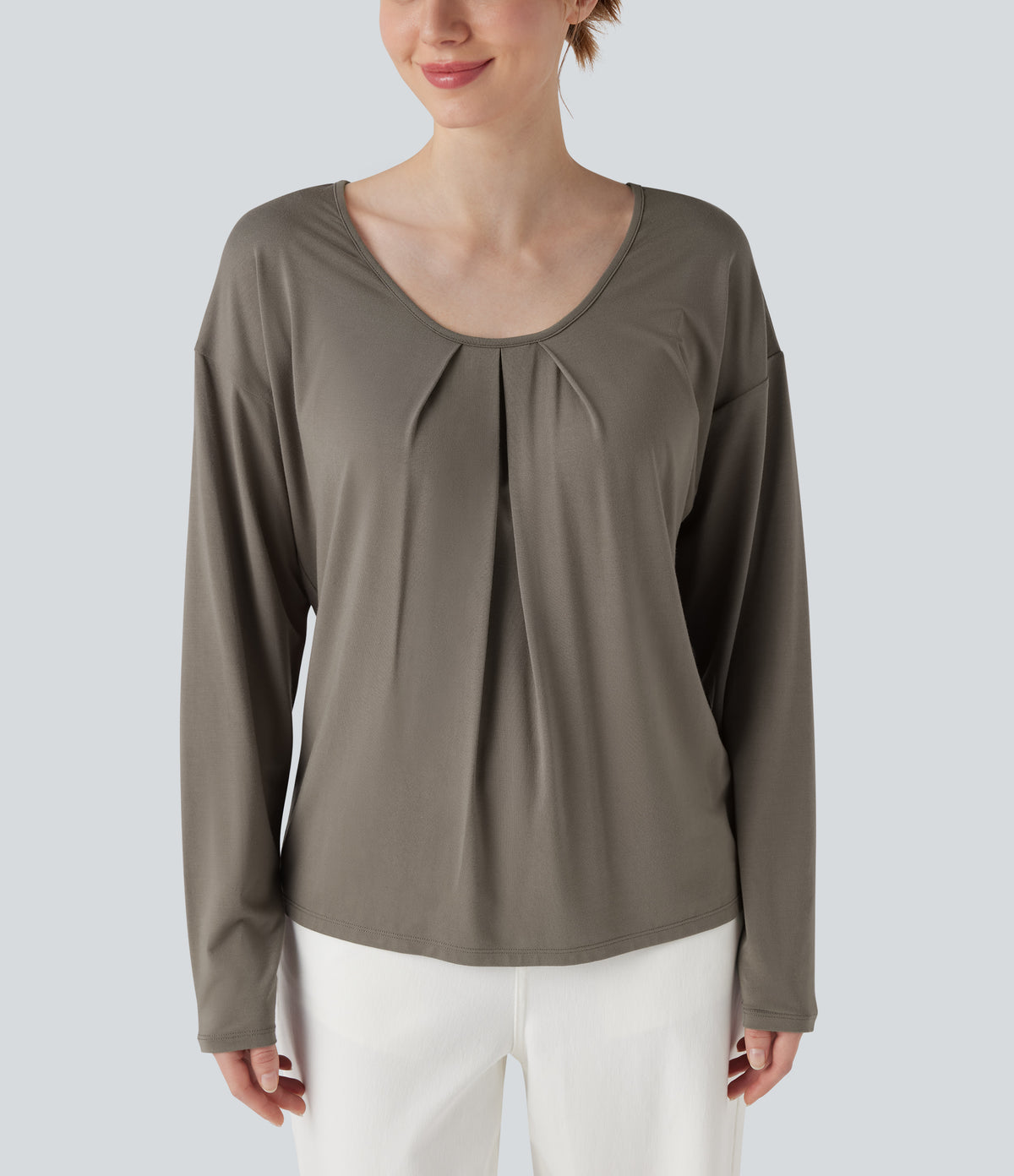 Round Neck Raglan Long Sleeve Casual Top — Moon Rock — view 4