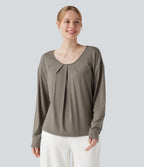 Round Neck Raglan Long Sleeve Casual Top — Moon Rock — view 6