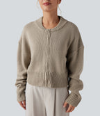 Long Sleeve Zip Fly Casual Bomber Cardigan — Chinchilla — view 4