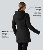PuffFlex Hooded Longline Stretchy Casual Quilted Jacket with Pockets — Black — view 5