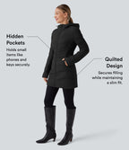 PuffFlex Hooded Longline Stretchy Casual Quilted Jacket with Pockets — Black — view 4