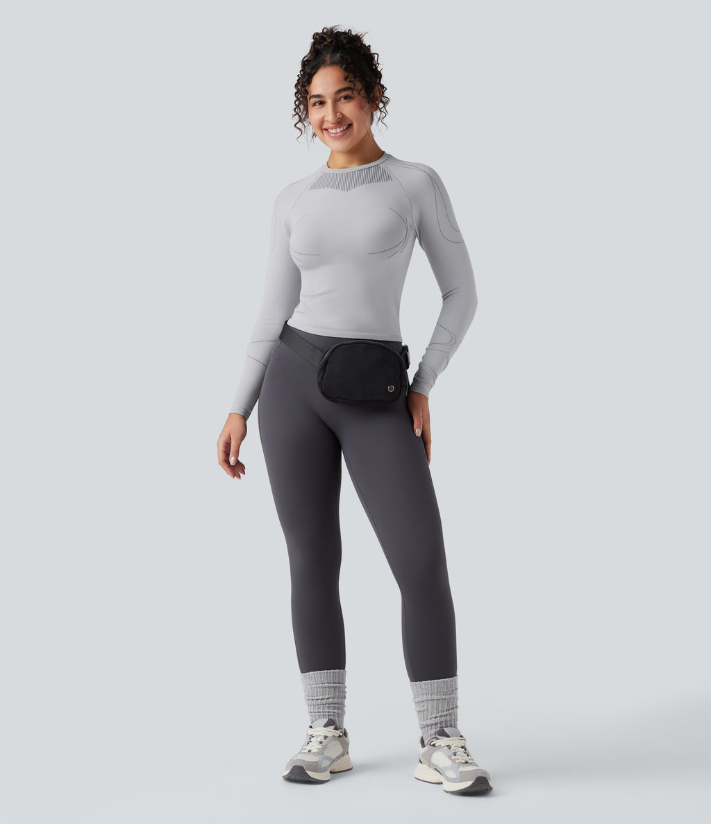 Seamless Flow Round Neck Long Sleeve Workout Sports Top — Antarctica — view 6