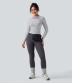 Seamless Flow Round Neck Long Sleeve Workout Sports Top — Antarctica — view 6