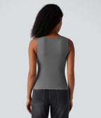 HeatCore V Neck Push-Up Casual Warming Tank Top DD-F Cups — Steel Gray — view 2