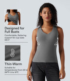 HeatCore V Neck Push-Up Casual Warming Tank Top DD-F Cups — Steel Gray — view 1