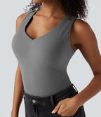 HeatCore V Neck Push-Up Casual Warming Tank Top DD-F Cups — Steel Gray — view 5