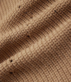 Bishop Long Sleeve Split Hem Hollow Out Casual Longline Cardigan — Camel — view 7