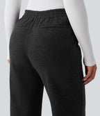 Mid Rise Straight Leg Work Trousers with Pockets — Black — view 4