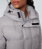 Hooded Long Sleeve Zip Longline Casual Puffer Jacket with Pockets — Quiet Gray — view 7
