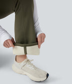 Extra Heat High Waisted Tummy Control Yoga Bootcut Leggings with Pockets — Grass Grey Green — view 8