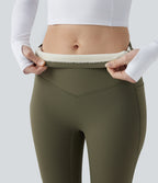 Extra Heat High Waisted Tummy Control Yoga Bootcut Leggings with Pockets — Grass Grey Green — view 4