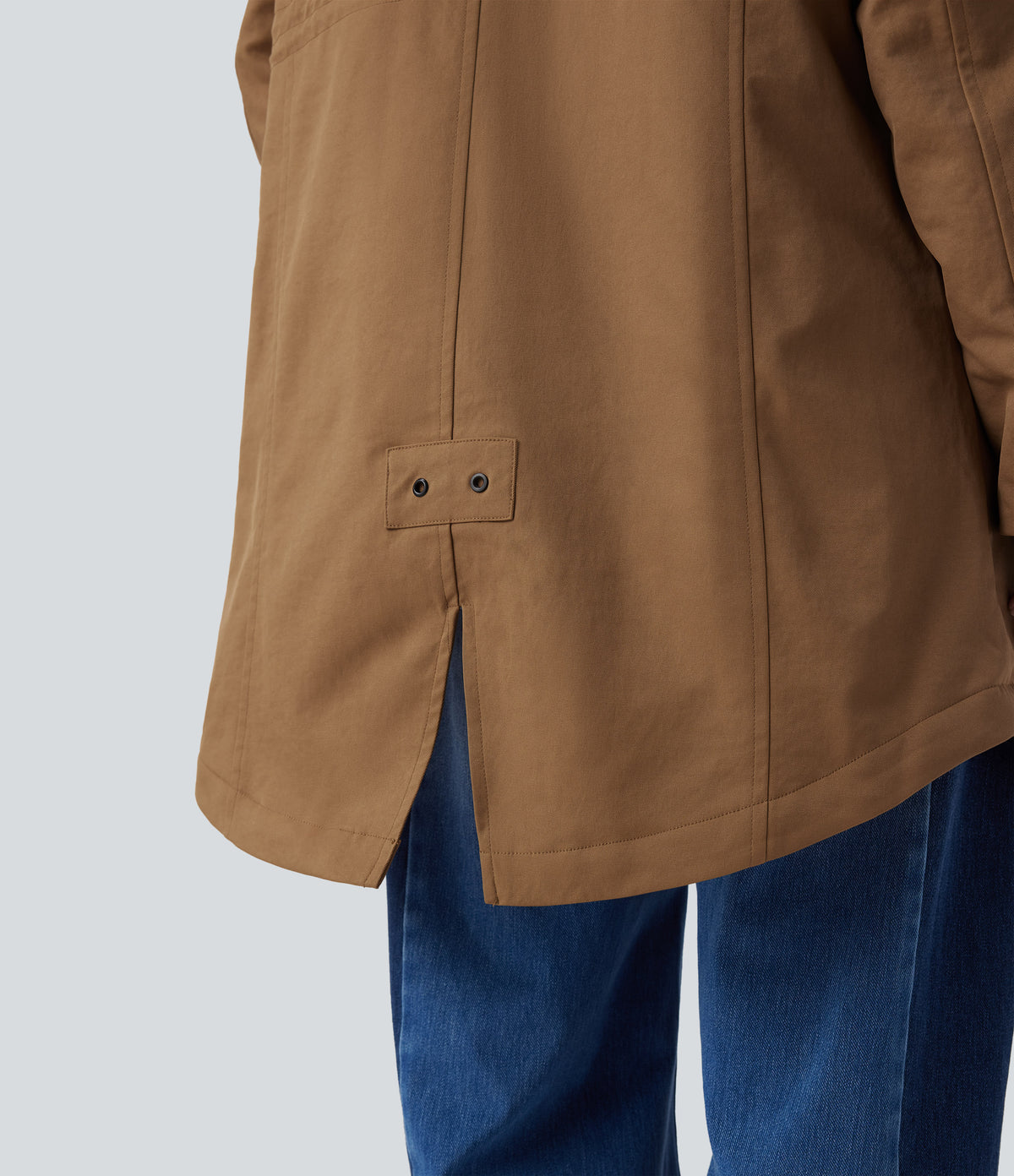 Hooded Drawstring Fleece Casual Parka Sherpa Jacket with Pockets — Rawhide — view 8