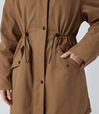 Hooded Drawstring Fleece Casual Parka Sherpa Jacket with Pockets — Rawhide — view 7