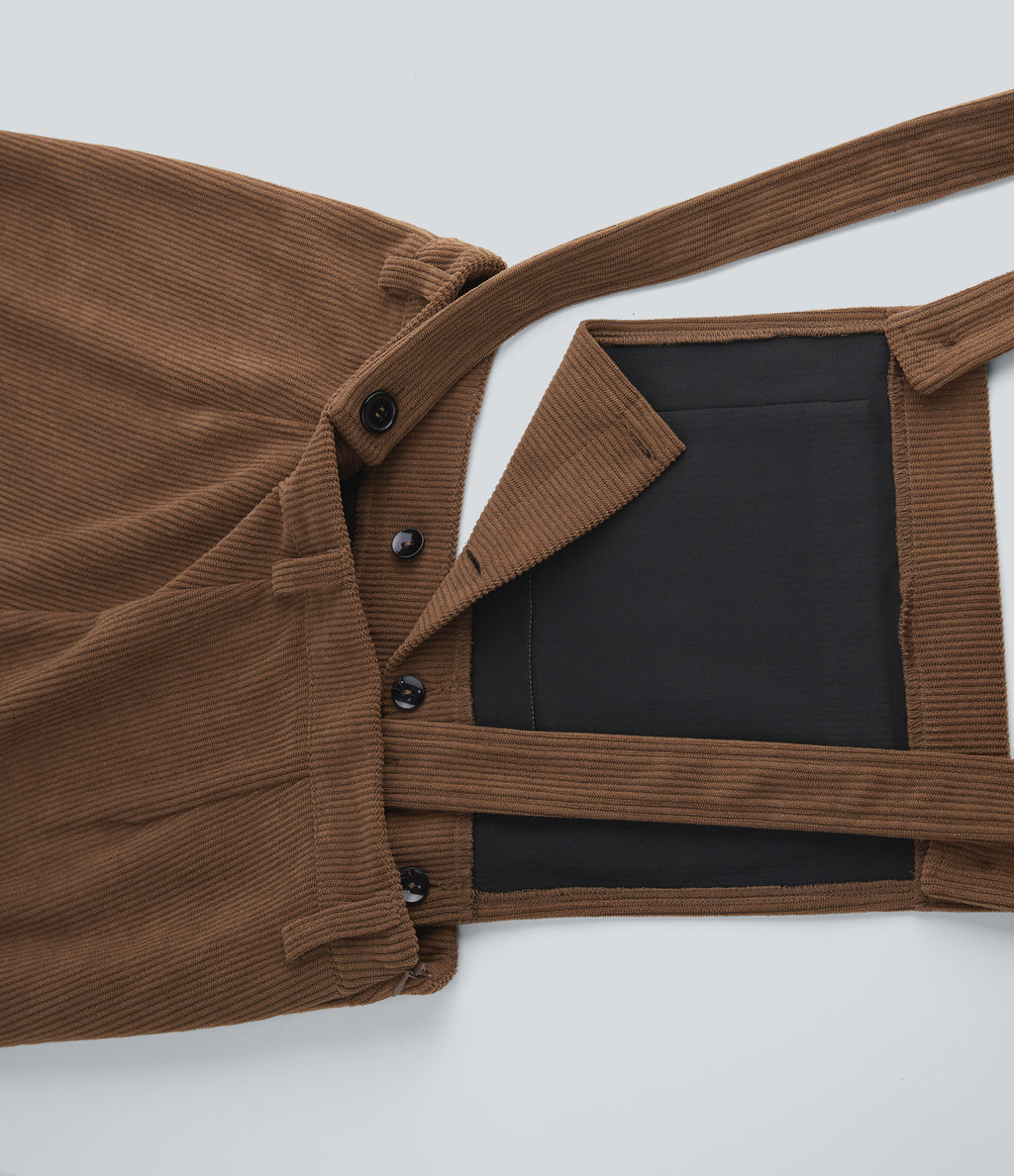 Adjustable Straps Corduroy Casual Detachable Dungarees with Pocket — Cacao Nibs — view 8