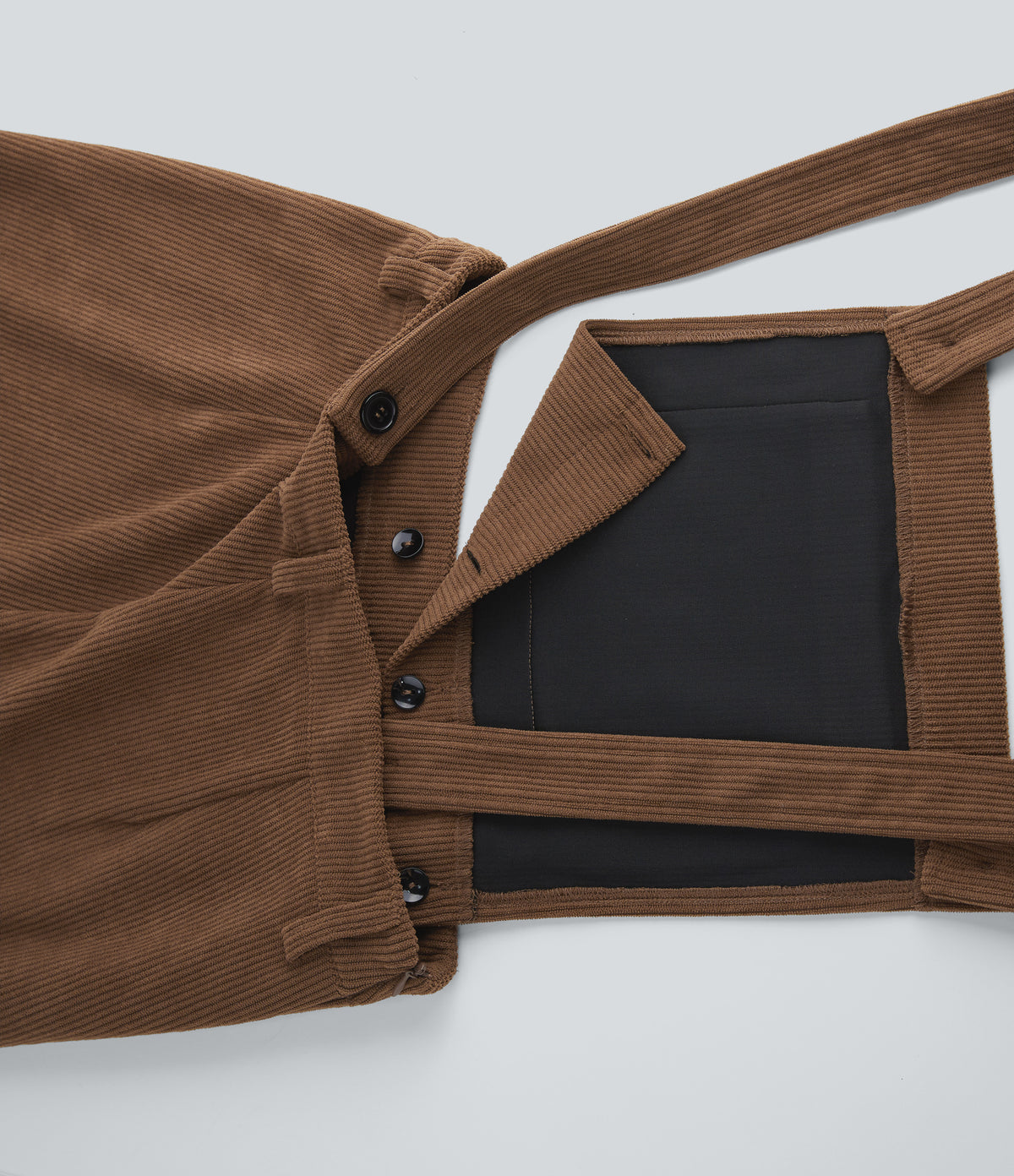 Adjustable Straps Corduroy Casual Detachable Dungarees with Pocket — Cacao Nibs — view 8