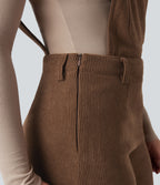 Adjustable Straps Corduroy Casual Detachable Dungarees with Pocket — Cacao Nibs — view 6