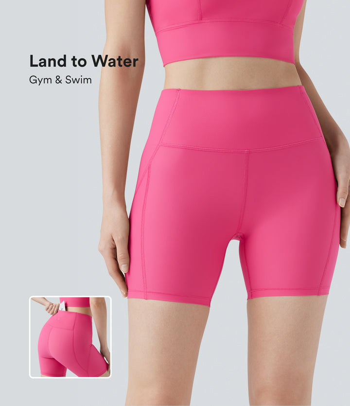 Land to Water High Waisted Bikini Bottom 5'' with Pocket — Claret Red — view 1