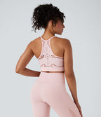 Seamless Flow Low Support Cut Out Yoga Sports Bra — Rose Haze Pink — view 1