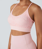Seamless Flow Low Support Cut Out Yoga Sports Bra — Rose Haze Pink — view 5