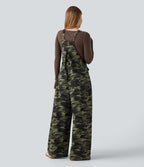 Camo Waffle Casual Dungarees with Pockets — Woodland Edge Camo — view 2