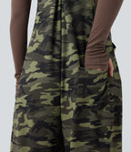 Camo Waffle Casual Dungarees with Pockets — Woodland Edge Camo — view 6