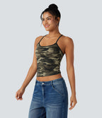 Racerback Camo Casual Tank Top — Born to be Wild - Green Camo — view 3
