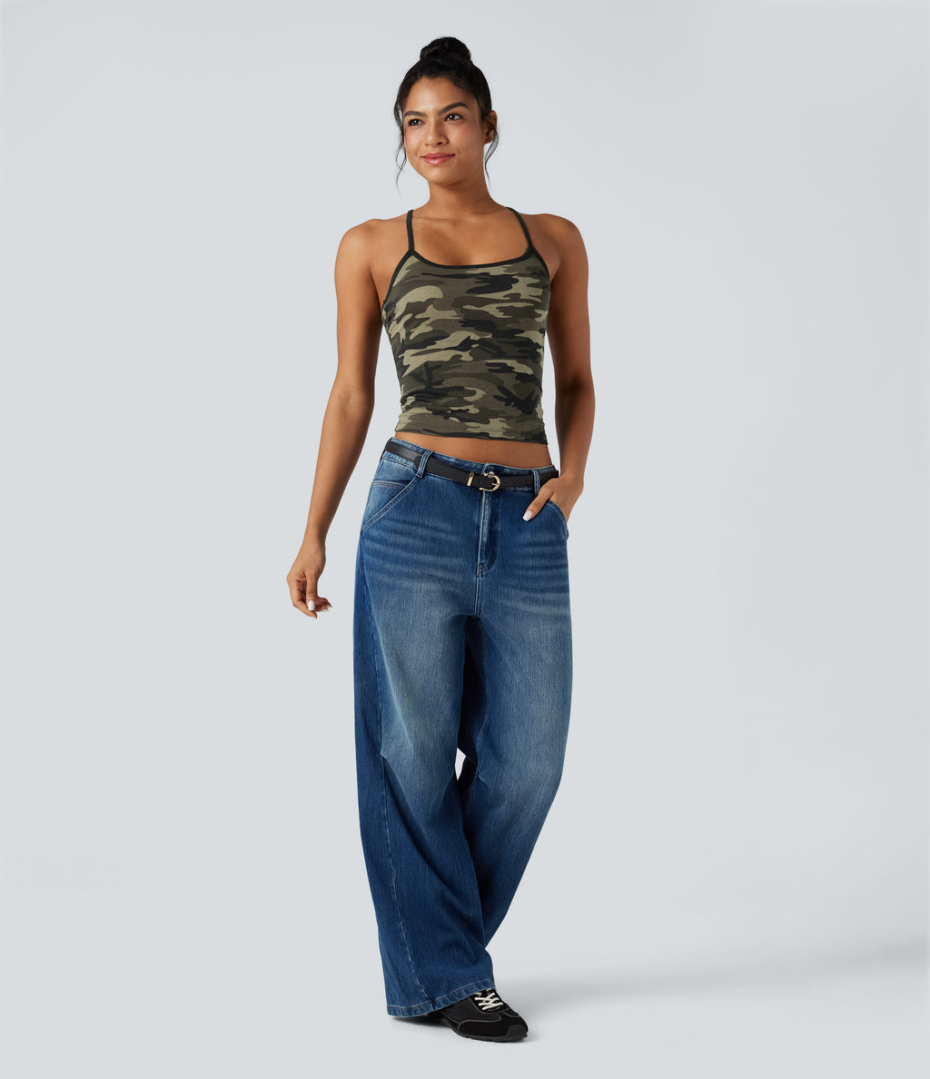 Racerback Camo Casual Tank Top — Born to be Wild - Green Camo — view 6
