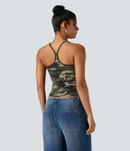 Racerback Camo Casual Tank Top — Born to be Wild - Green Camo — view 2