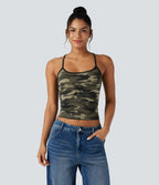 Racerback Camo Casual Tank Top — Born to be Wild - Green Camo — view 4