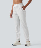 Mid Rise Drawstring Stripes Yoga Joggers with Pockets — Zebra Ripple — view 3