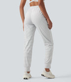 Mid Rise Drawstring Stripes Yoga Joggers with Pockets — Zebra Ripple — view 2