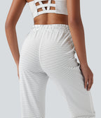 Mid Rise Drawstring Stripes Yoga Joggers with Pockets — Zebra Ripple — view 5