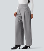 High Waisted Twill Work Baggy Trousers with Pockets — Elephant Skin — view 3