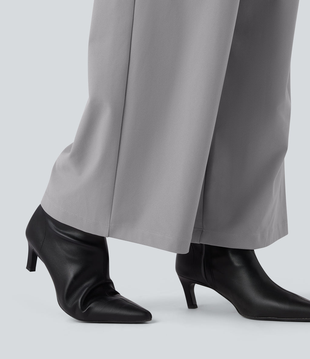 High Waisted Twill Work Baggy Trousers with Pockets — Elephant Skin — view 6