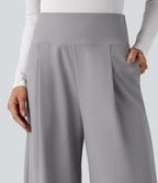 High Waisted Twill Work Baggy Trousers with Pockets — Elephant Skin — view 4