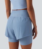 Land to Water High Waisted 2-in-1 Bikini Bottoms 7'' with Pockets — Fairview Blue — view 6