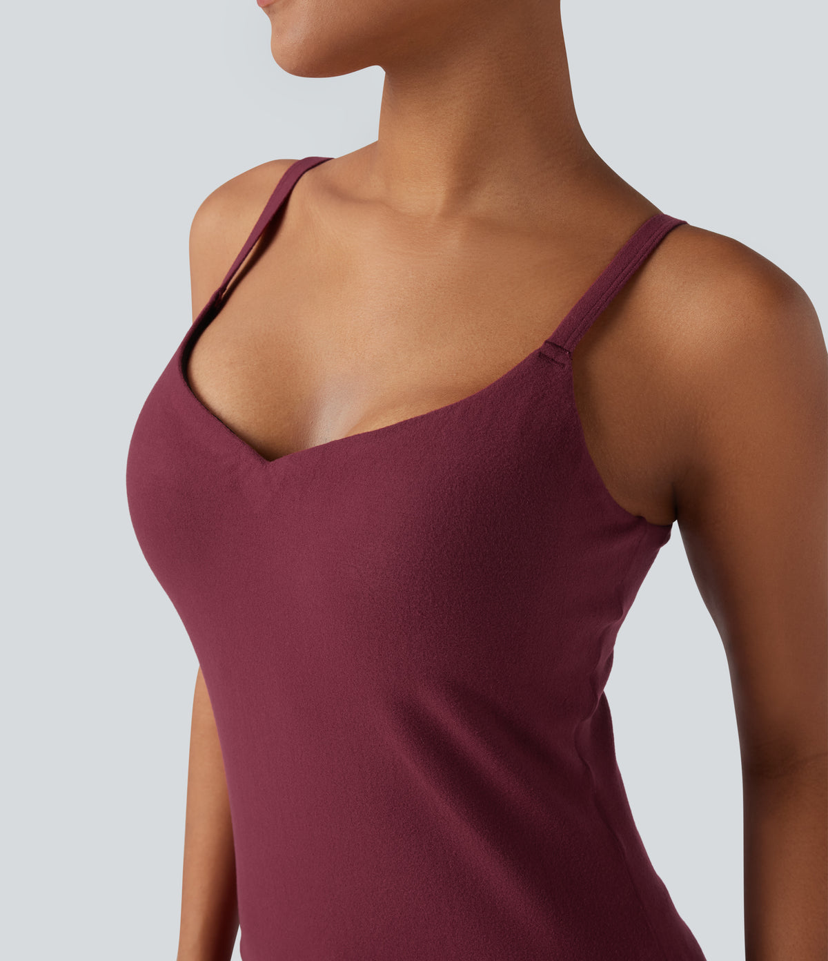 HeatCore Molded Cups Push-Up Adjustable Straps Casual Warming Cami Top DD-F Cups — Cordovan — view 4
