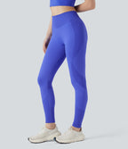 Seamless Flow High Waisted Yoga Leggings — Glass Blue — view 3